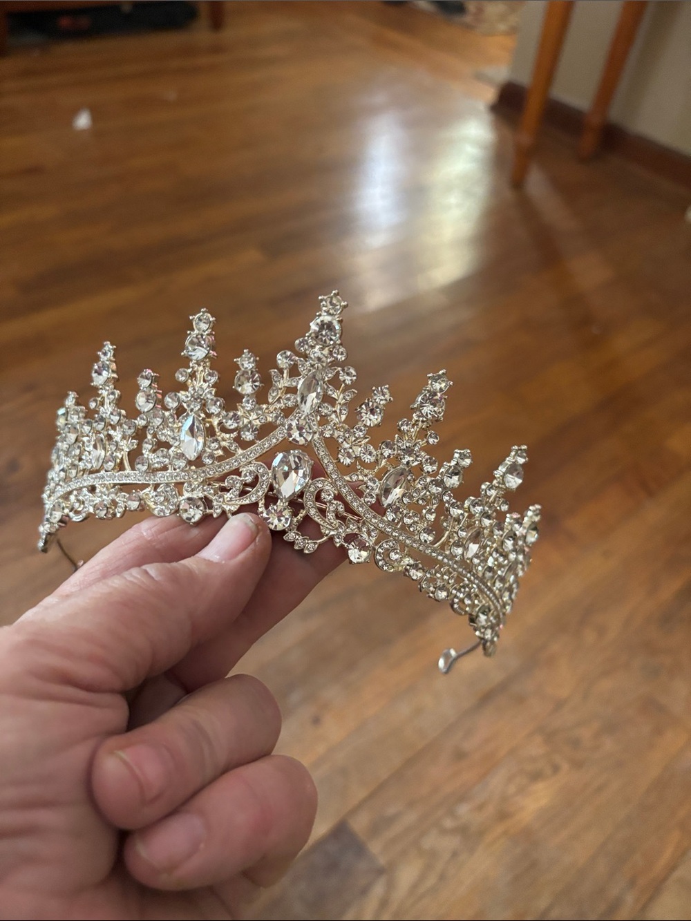 3 Crystal Bridal Tiara Crown - Silver
